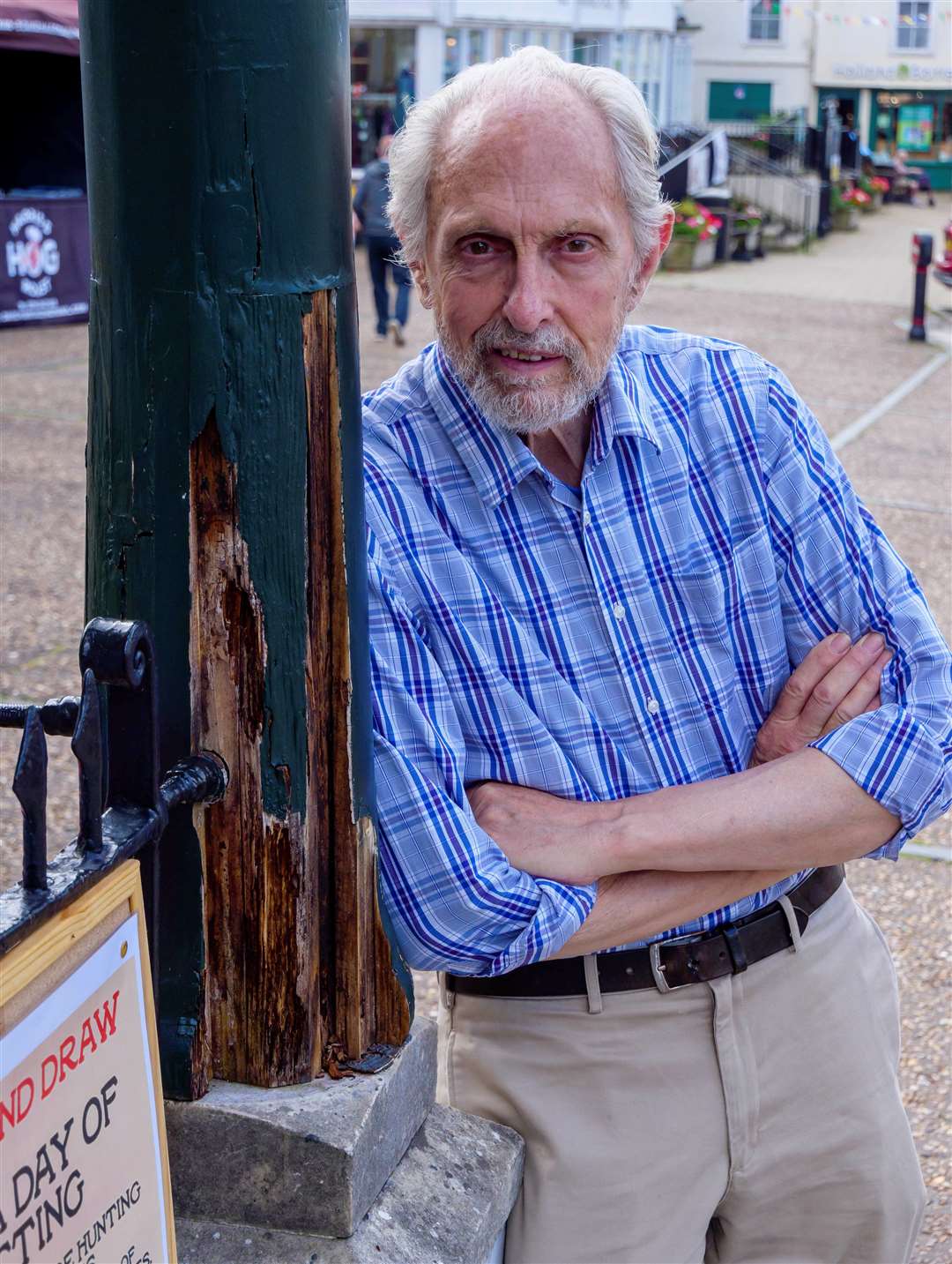 Richard Peaty next to the pillar that needs replacing. Picture: Mark Bullimore