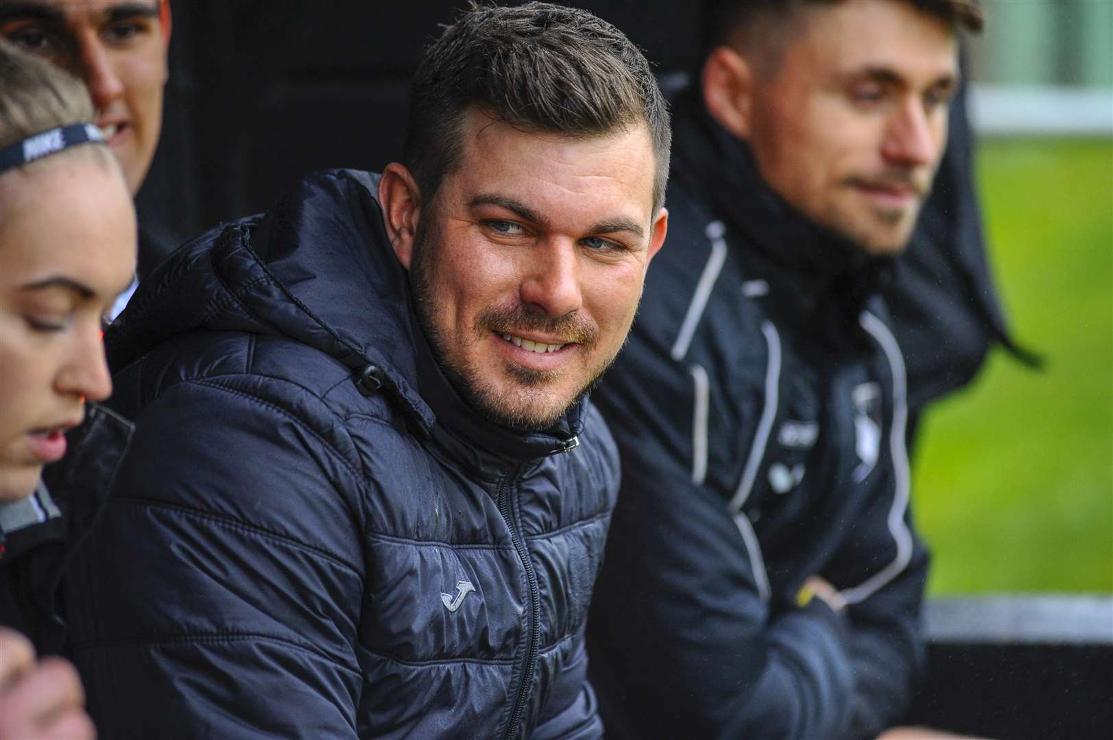 Football action from Harleston Town vs Diss Town FC - Harleston Manager Leon Moore..Picture: Mark Bullimore Photography. (8397535)