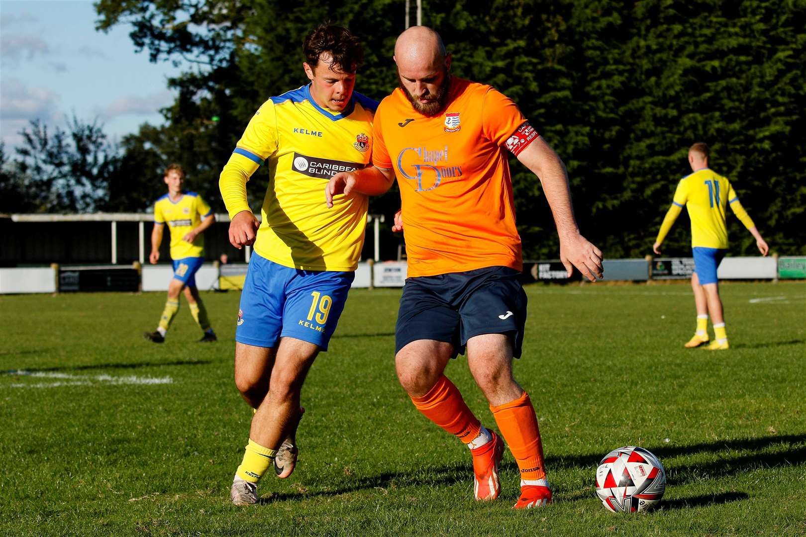 Diss, Norfolk, 28/09/2024Football action from Diss Town vs AFC Sudbury Reserves in the Thurlow Nunn League First Division NorthKyle Baker (D) and Hayden Baker (S) Picture: Mark Bullimore Photography 2024