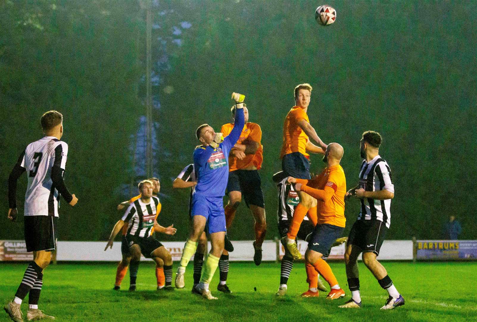 Action from Diss Town’s 1-0 home win against Swaffham Town in the Thurlow Nunn League First Division North Picture: Mark Bullimore