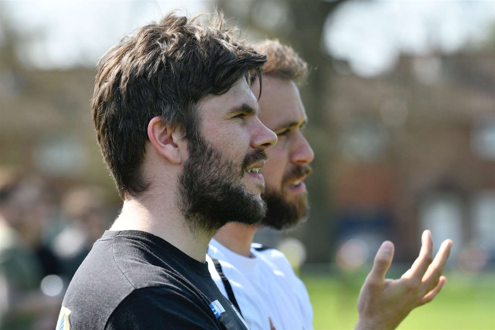 Harleston, Norfolk. Football action from Harleston v Reepham. Pictured is manager Adam Gusterson. ..Picture: Mark Bullimore Photography. (6443109)