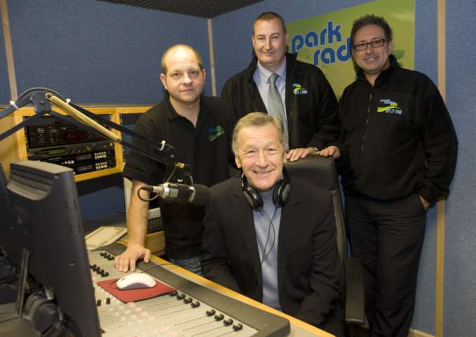 Diss, Norfolk. Launch of Park Radio with BBC Look East's Stewart White pictured from left John Cross, Dave Williams and Chris Moyse ENGANL00120110405170814