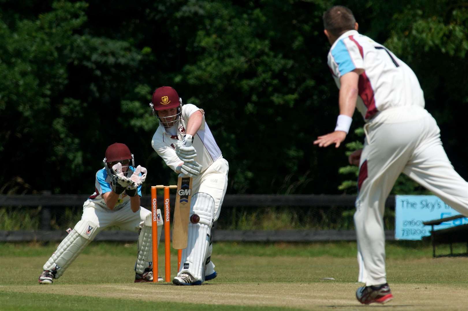 Old Buckenham, Norfolk. Cricket action from Old Buckenham vs Fakenham - Old Buckenham in Bat - Terry Perry in Bat. (34315746)