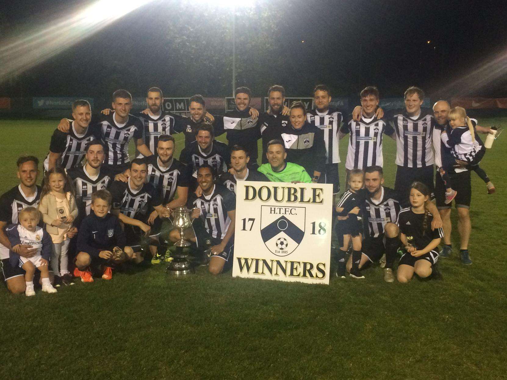 MAKE MINE A DOUBLE: Harleston celebrate their Mummery Cup victory