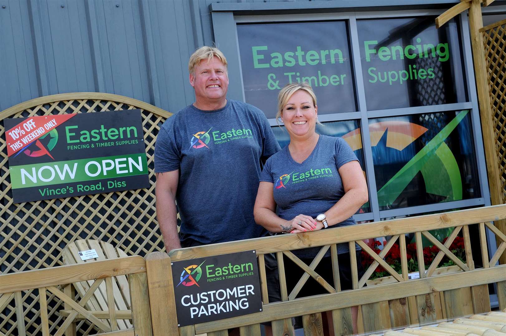 Scott and Michelle Paternoster have opened their new shop, Eastern Fencing and Timber Supplies, in Diss......PICTURE: Mecha Morton. .. (3278054)