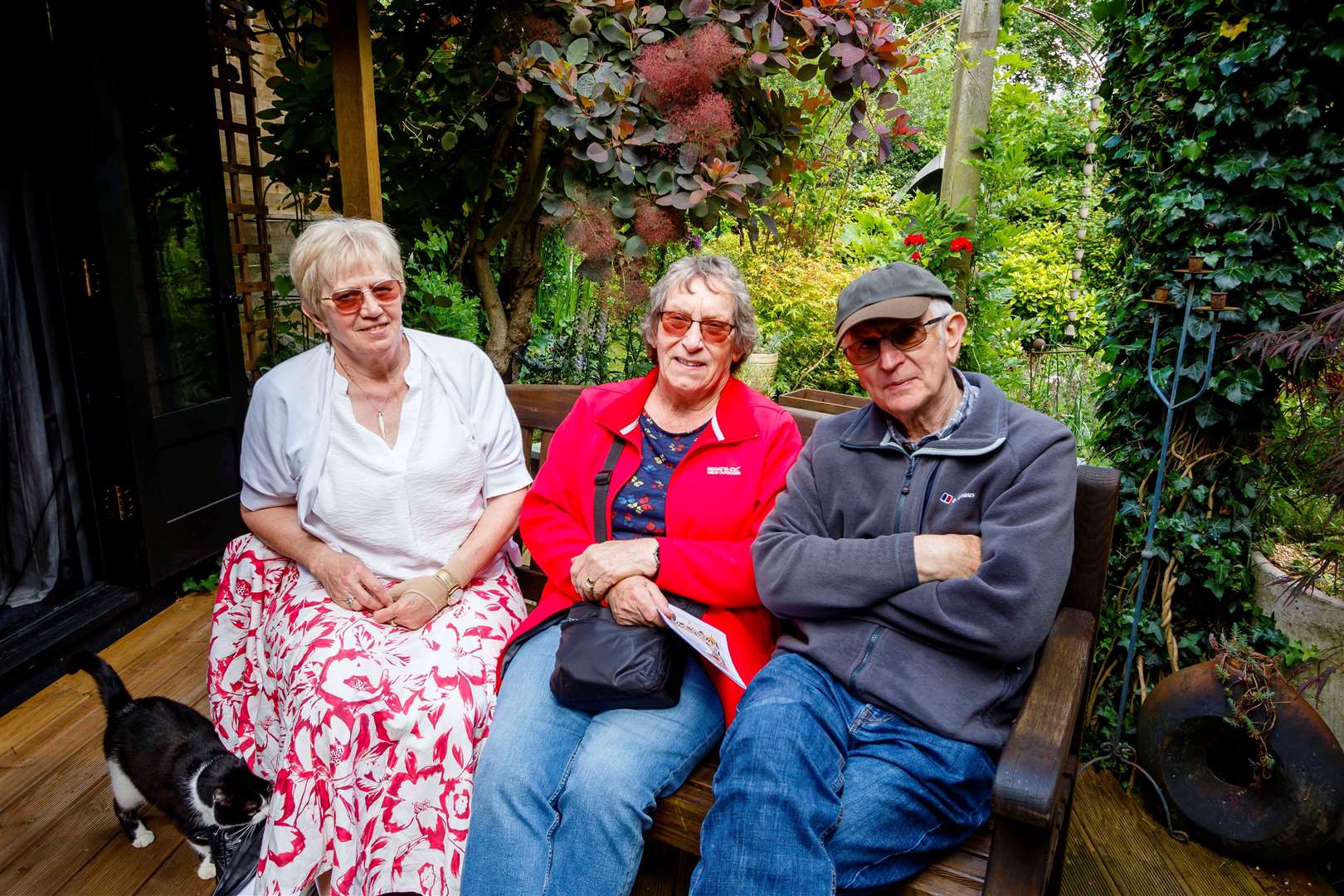 Chris Watson, Ruby Moore and John Moore at the open gardens. Picture: Mark Bullimore