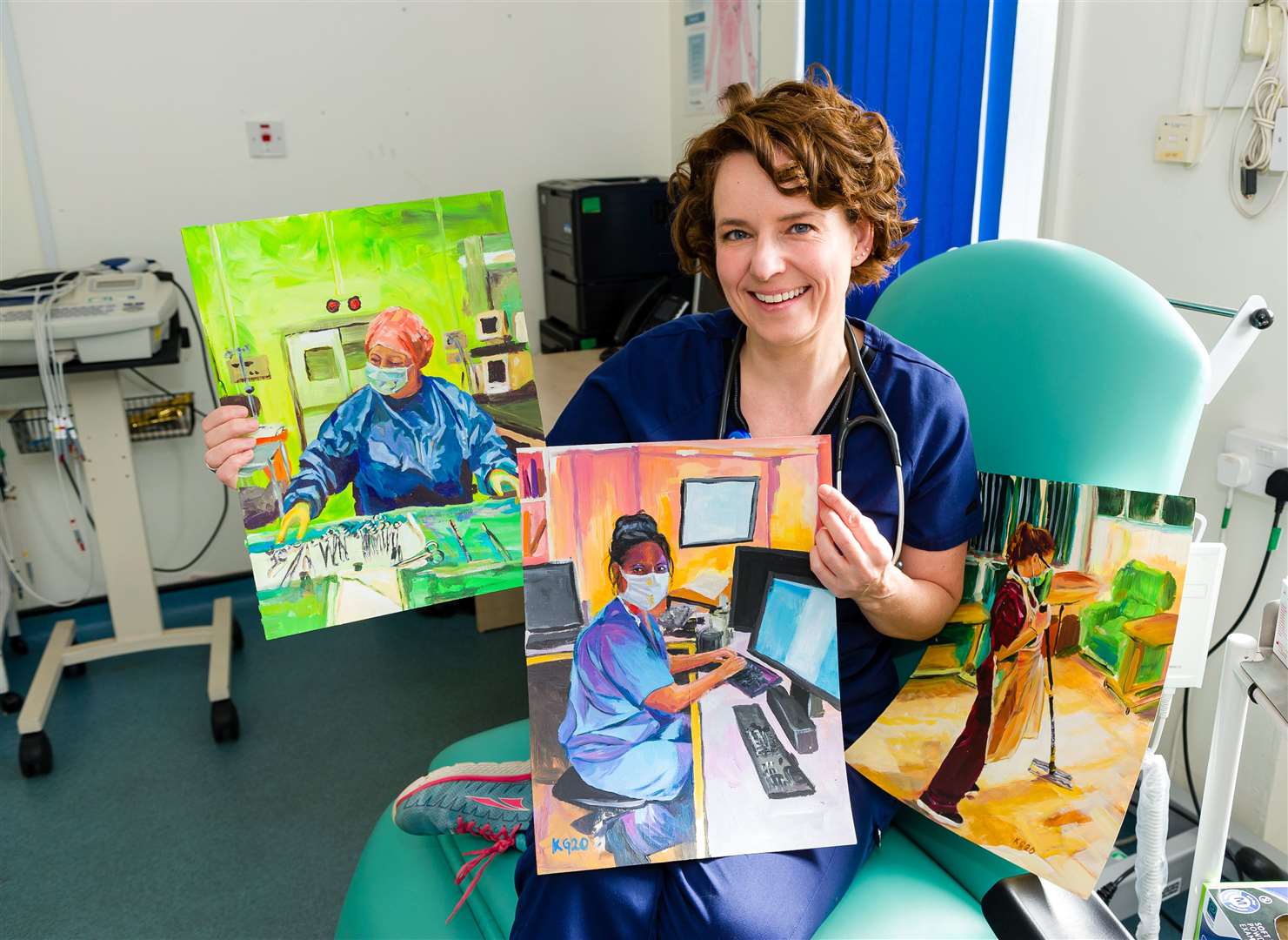 Dr Grant with some of her works