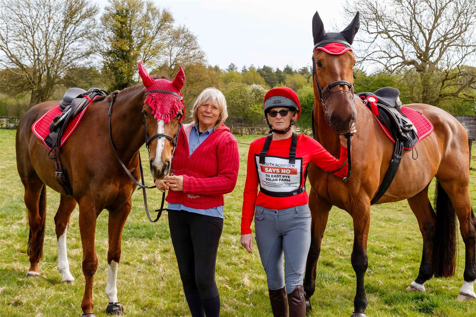 Campaign founder Sandra Mullet and Selina Westcott with their horses. Picture: Mark Bullimore