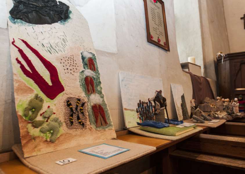 Jenny Vere and others have created over 50 bible scenes out of knitted figures and props to be displayed in St Nicholas Church, North Lopham.