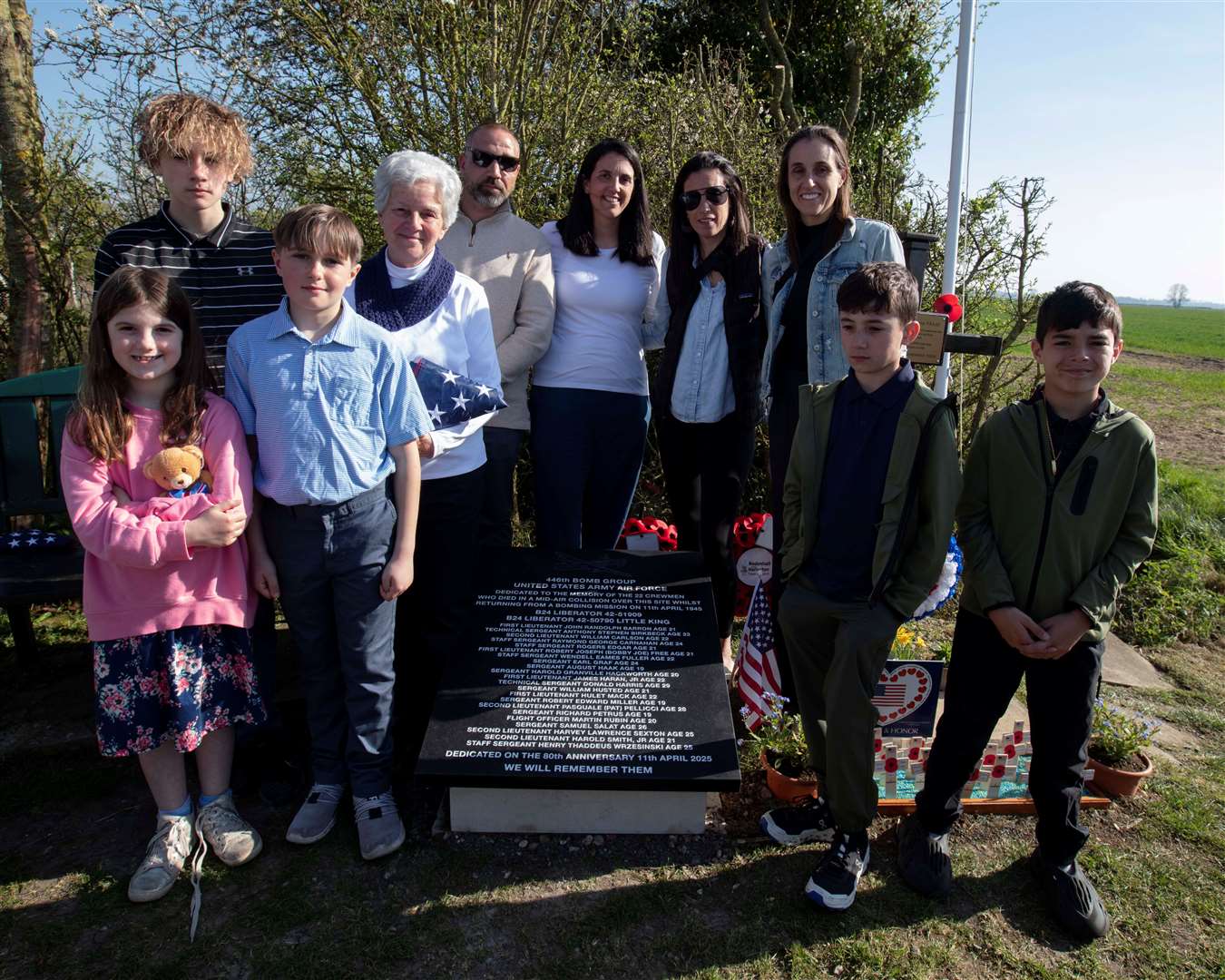 Pat Muller and family with the memorial. Picture: Royal British Legion