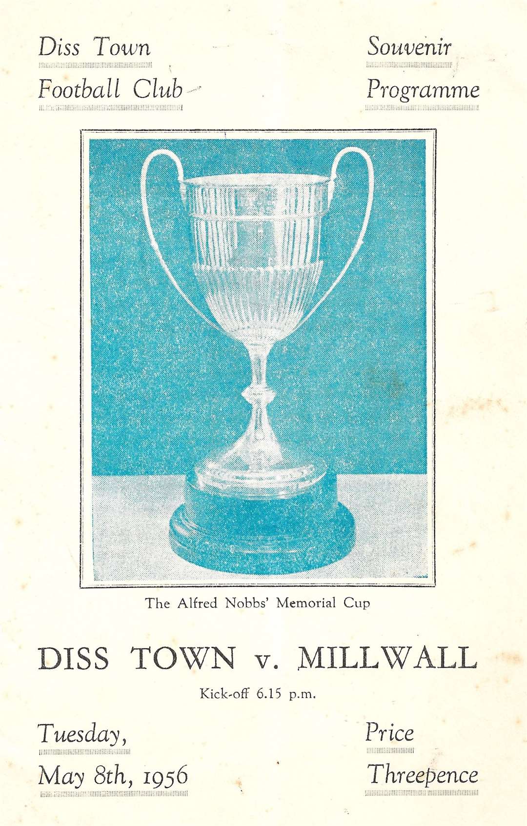 Diss v Millwall, 1956 programme
