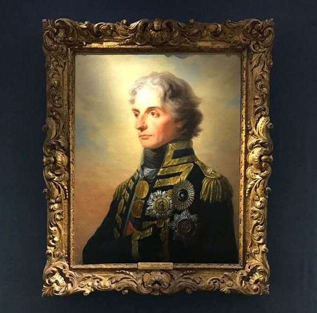 A portrait of Admiral Nelson hangs in the National Museum of the Royal navy in Portsmouth (34147325)