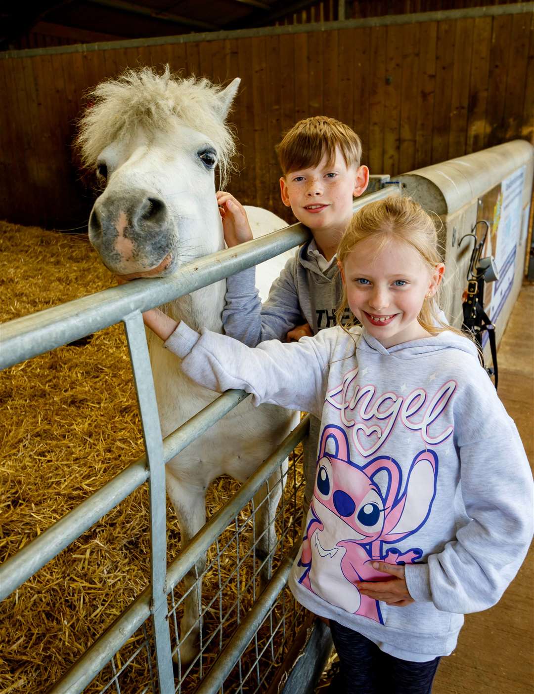 Carter and Imogen Kent with Shadow at the World Horse Welfare’s Wacky Wednesdays event. Picture: Mark Bullimore