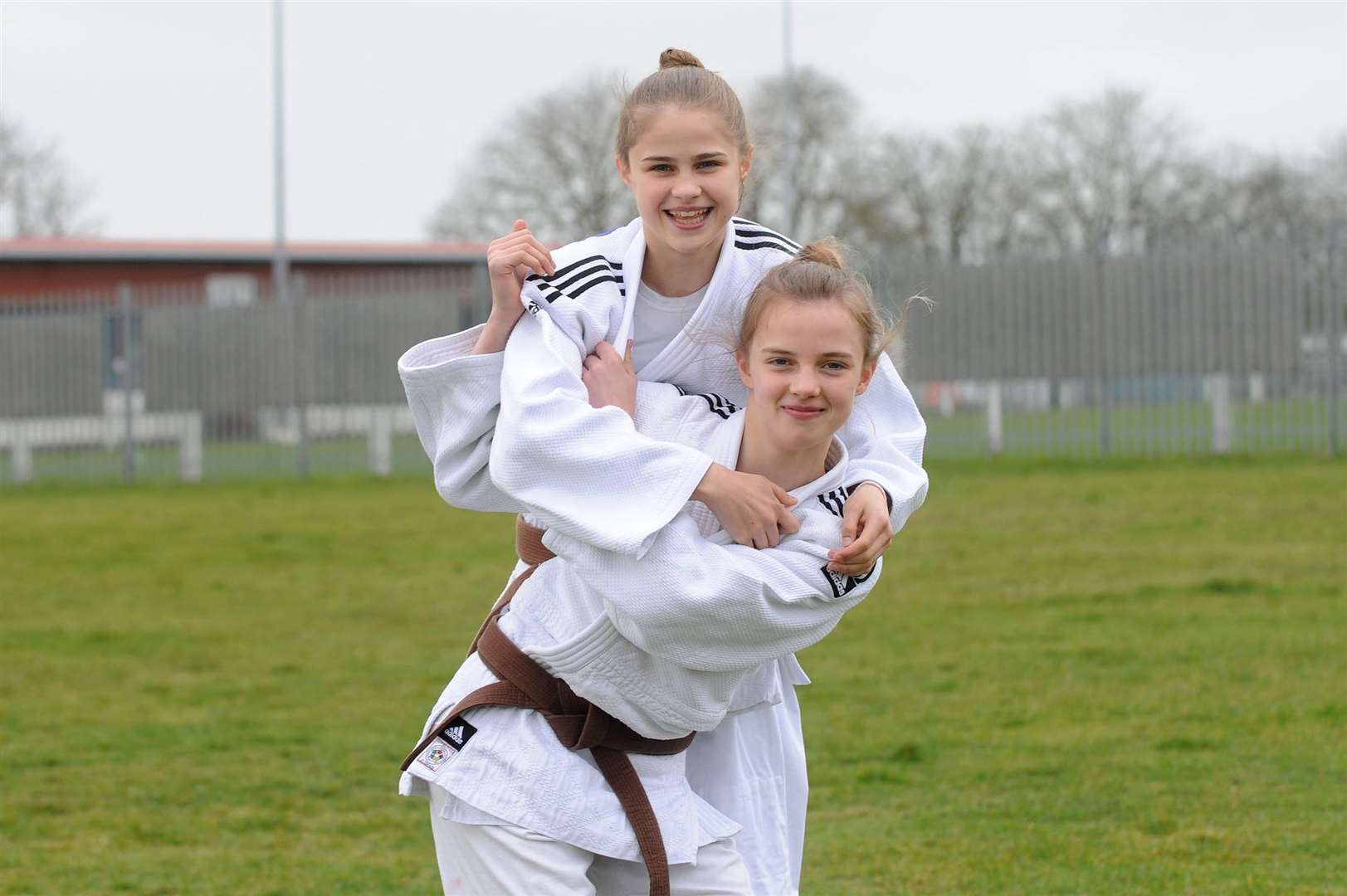 Sisters Eden and Niamh Southgate were in action at the Junior Judo Open..Pictured: Eden and Niamh Southgate....PICTURE: Mecha Morton... (7689862)