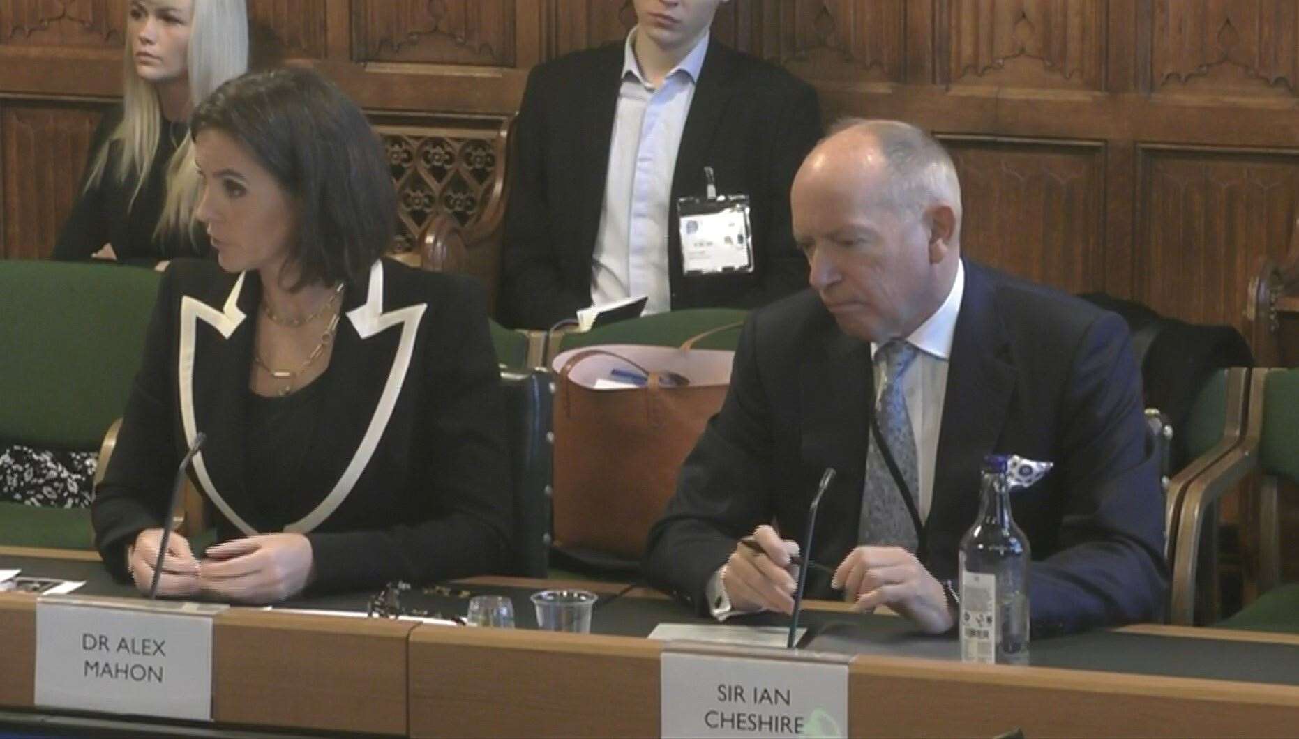 Alex Mahon, Channel 4 chief executive, and Sir Ian Cheshire, Channel 4 chairman, answering questions before MPs on the Culture, Media and Sport Committee (House of Commons/UK Parliament/PA)