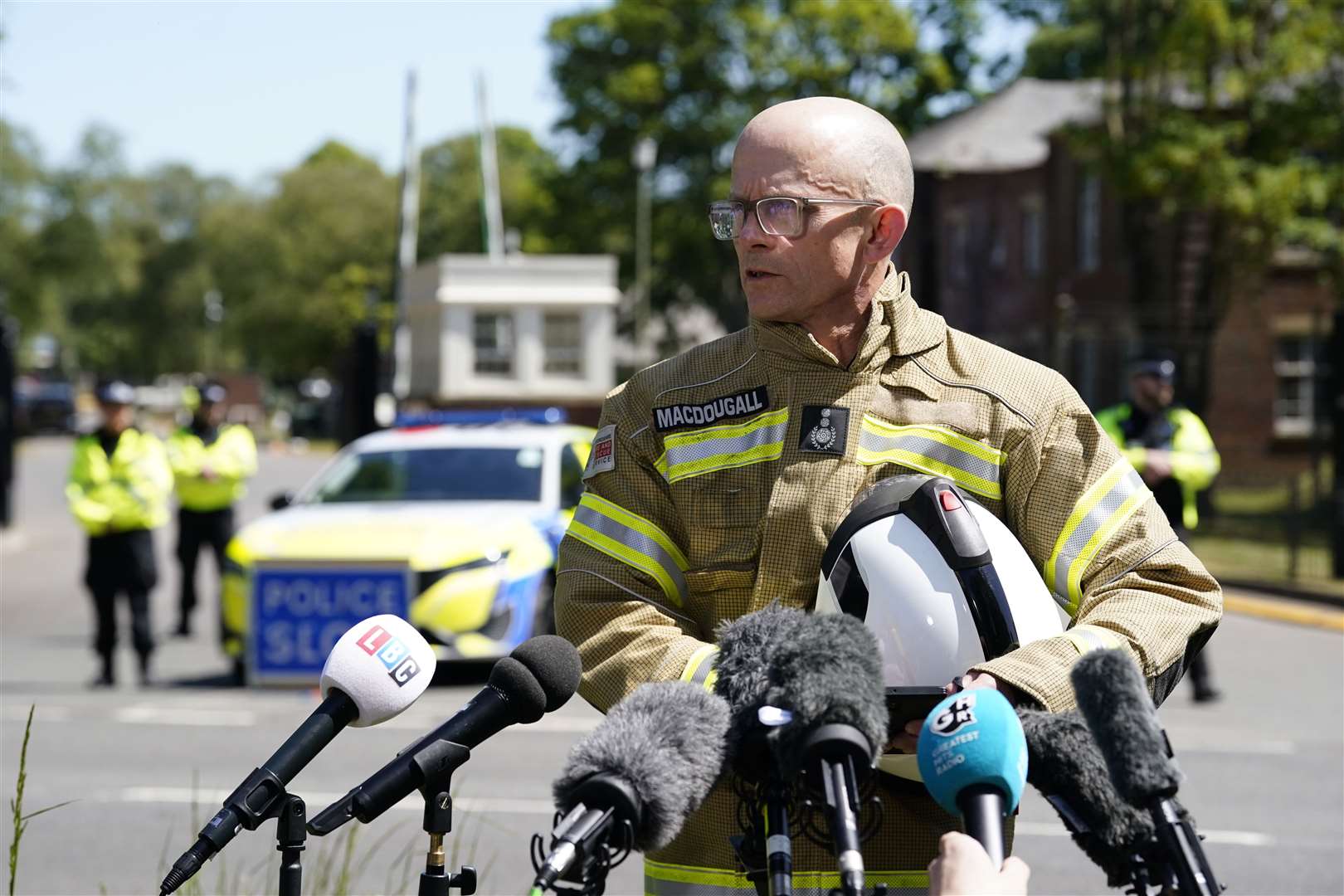 Oxfordshire Fire and Rescue Service Chief Fire Officer Rob MacDougall speaks to the media (Andrew Matthews/PA)