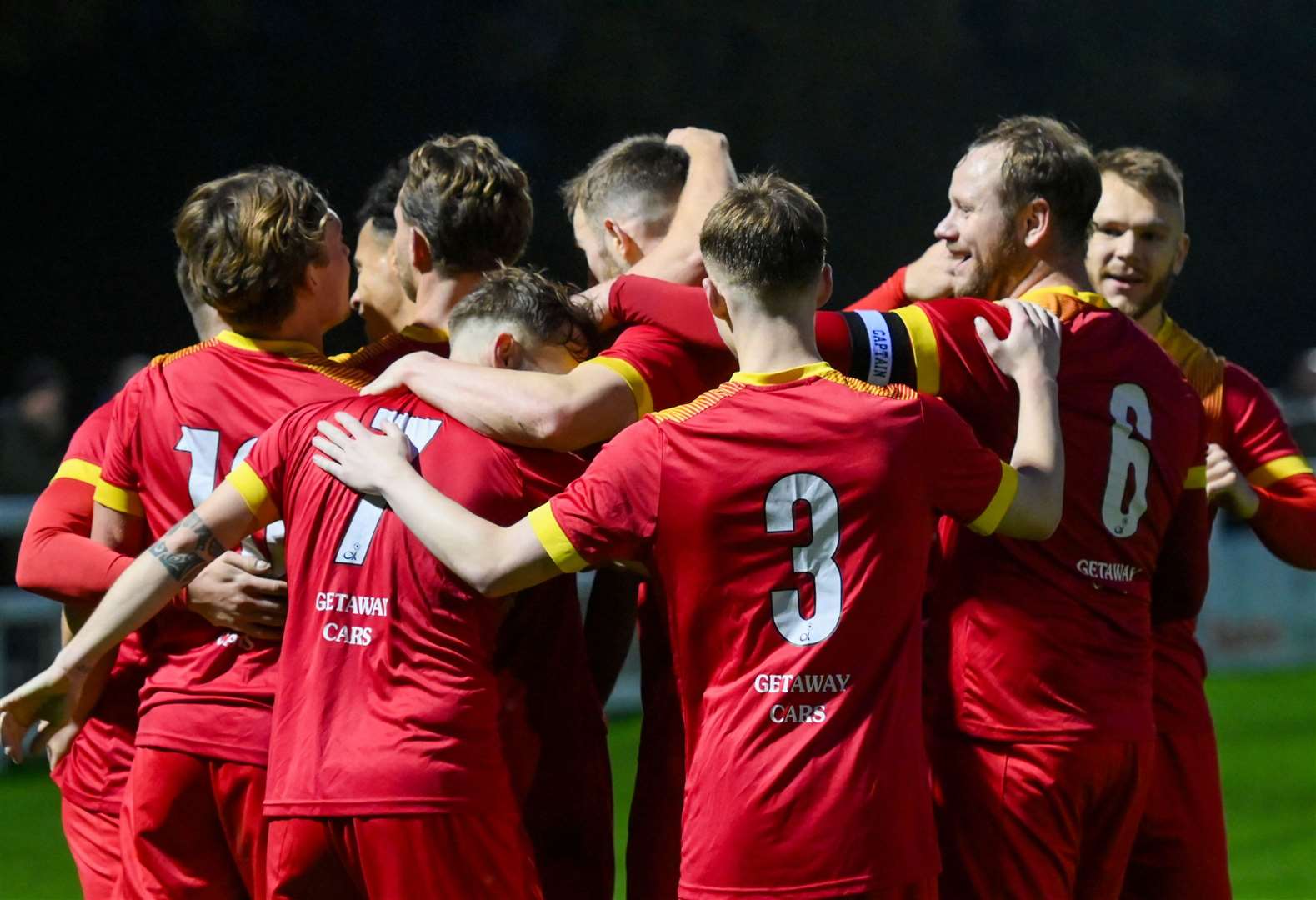 Walsham-le-Willows’ players celebrated reaching the last 64 of this season’s FA Vase Picture: Mark Westley