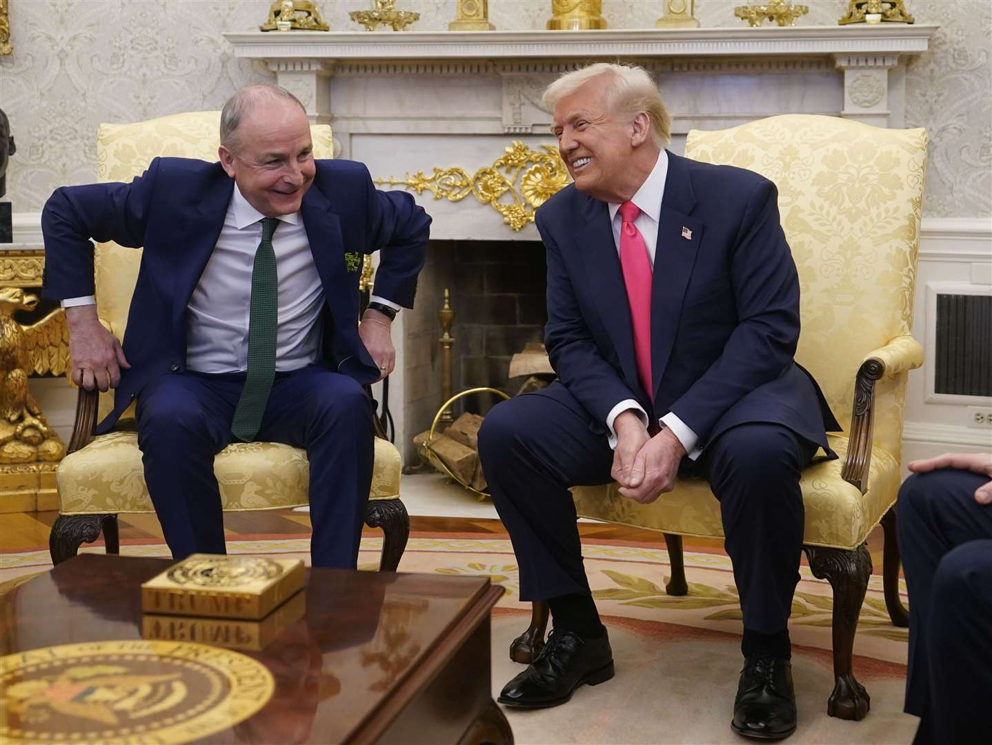Taoiseach Micheal Martin during a bilateral meeting with US President Donald Trump (Niall Carson/PA)