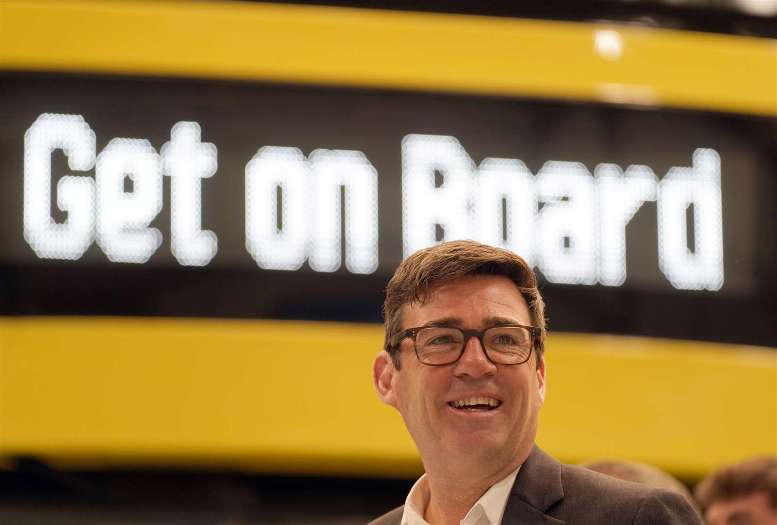 Andy Burnham visited the Alexander Dennis factory which made the Bee Network buses in 2023 (Andrew Milligan/PA)